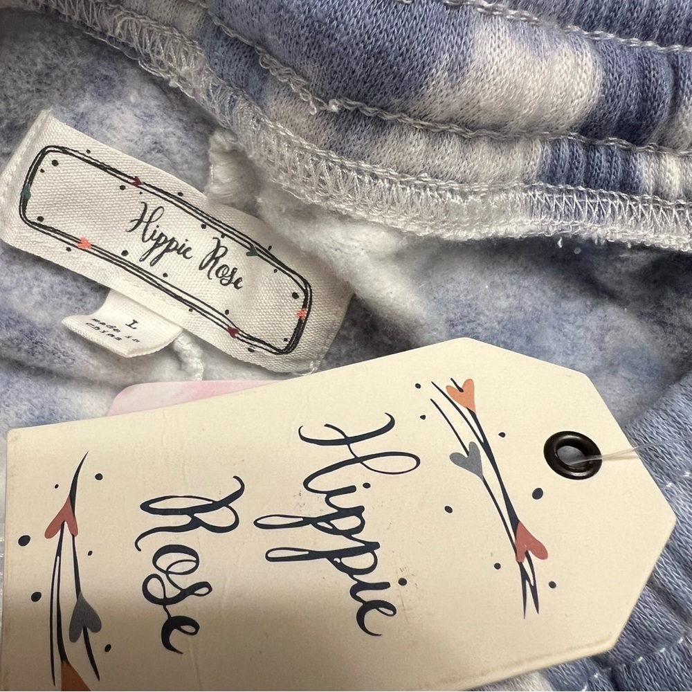 Hippie Rose sweatpants blue & white tie dye large NWT - Picture 5 of 5